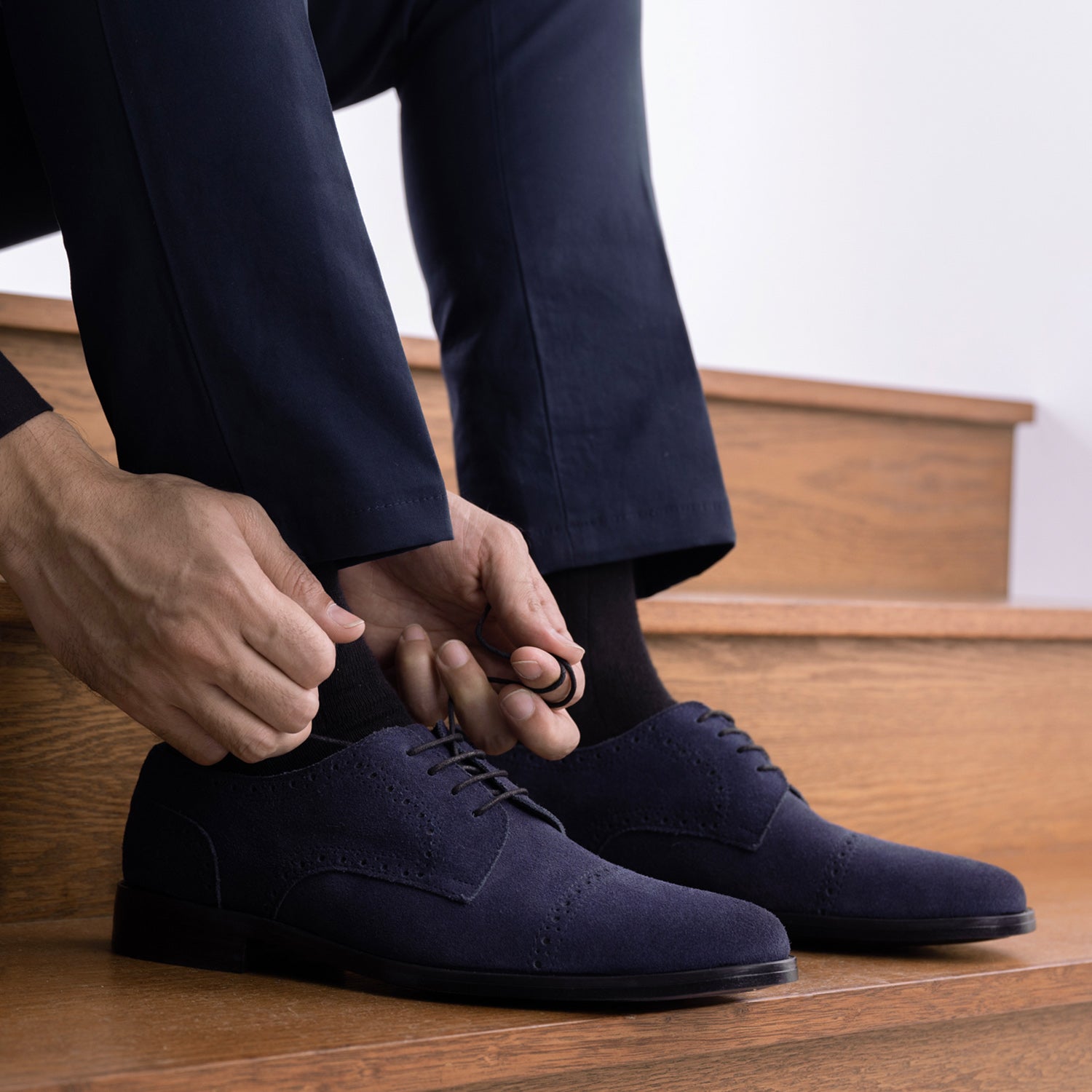 Dirk Brogues Derby Blue Suede Leather Shoes For Men – The 