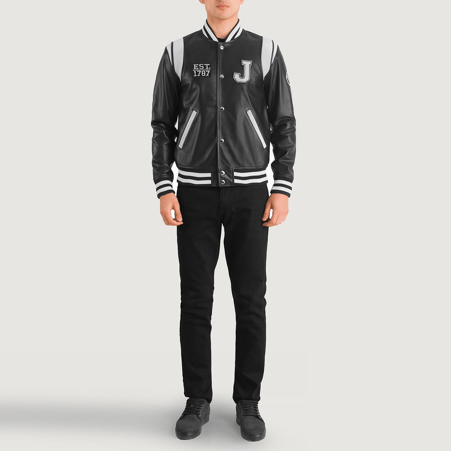 Liberte New Jersey Black Leather Varsity Jacket For Men – The