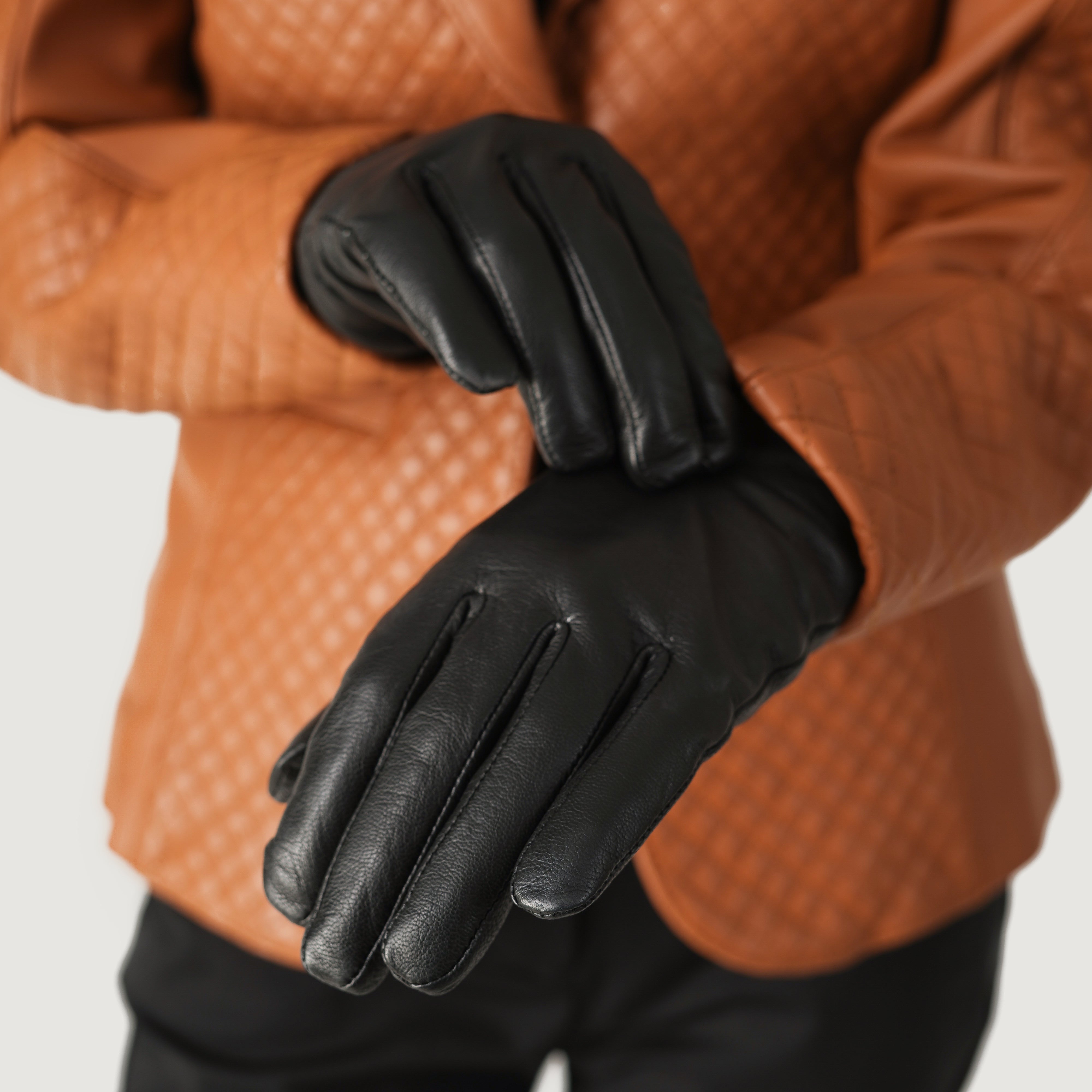 Saltor Black Leather Dress Gloves For Women - The Jacket Maker mexico Saltor Black Leather Dress Gloves For Women - The Jacket Maker mexico