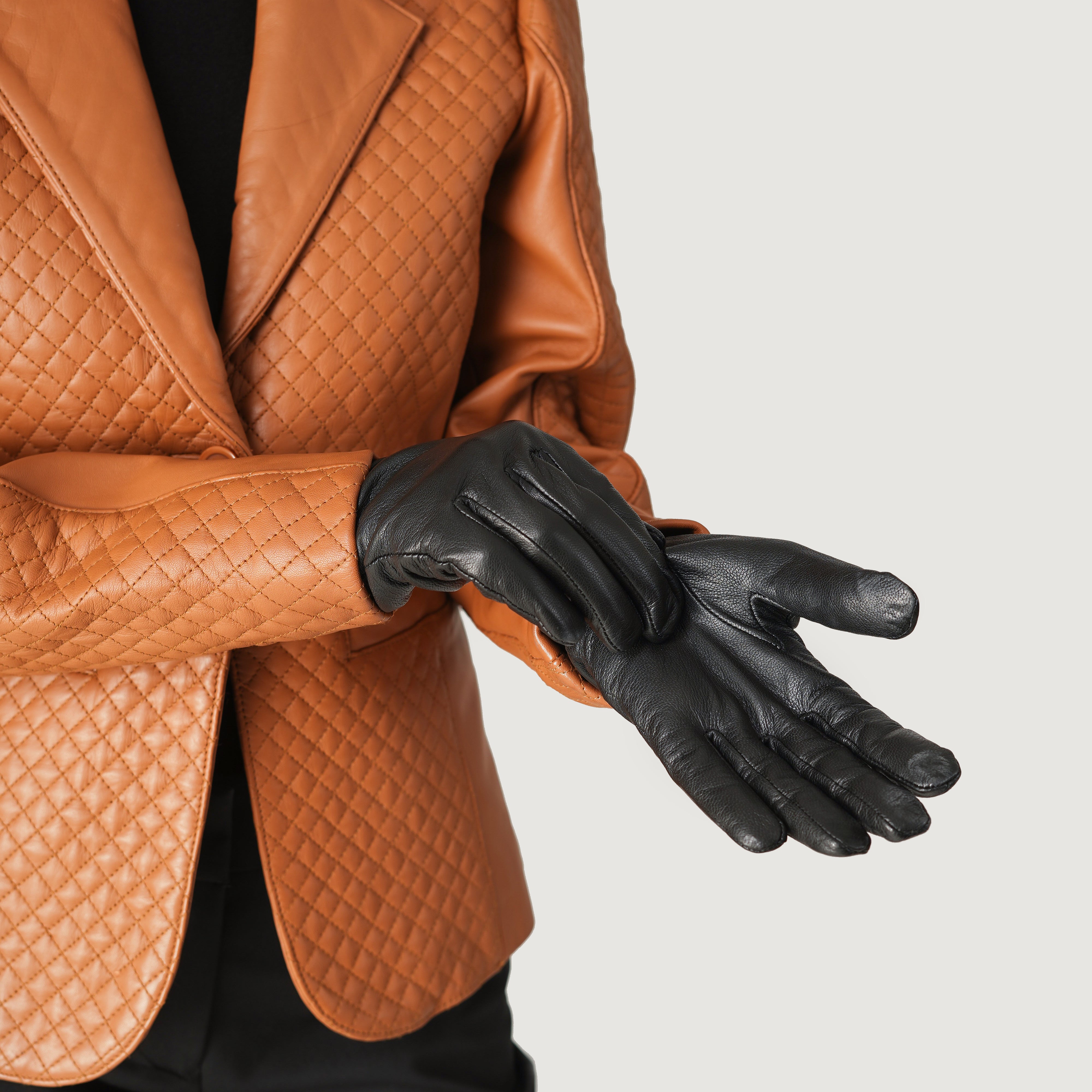 Saltor Black Leather Dress Gloves For Women - The Jacket Maker mexico Saltor Black Leather Dress Gloves For Women - The Jacket Maker mexico