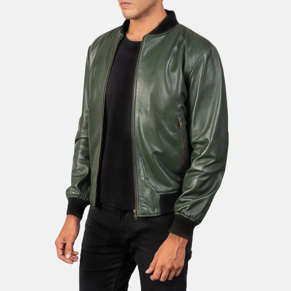 Men's Shane Green Leather Bomber Jacket – The Jacket Maker