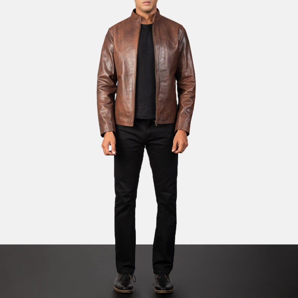 Men's Alex Brown Leather Biker Jacket – The Jacket Maker